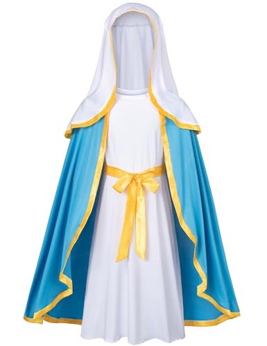 Irtysh Classic Girl Biblical Religious Virgin Mary Costume Fancy Dress Costume Headwrap Hat Waist Rope Set140 - Image 5