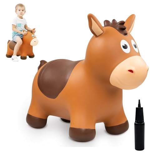ZOOJOY Bouncy Horse Hopping Toys Inflatable Animal Horse Toys for Toddlers Outdoor Indoor Bounce and Ride On Bouncer for Boys Girls Birthday Gifts for 18 Months 2 3 4 5 6 Year Old with Pump - Image 1