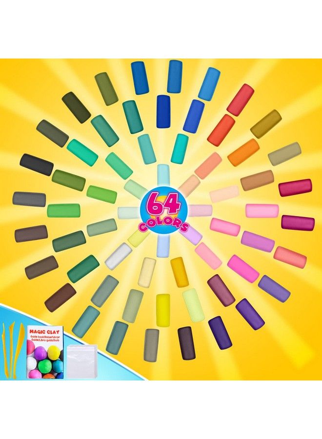 ESSENSON Air Dry Clay 64 Colors Modeling Clay For Kids Diy Molding Magic Clay For With Tools Soft & Ultra Light Toys Gifts For Age 3 4 5 6 7 8+ Years Old Boys Girls Kids - Image 3