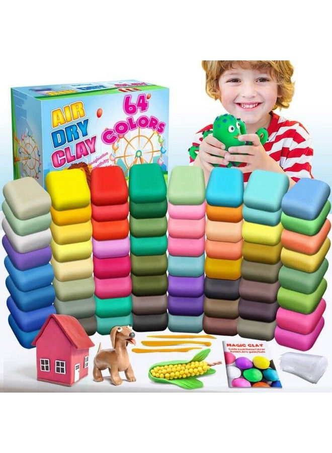 ESSENSON Air Dry Clay 64 Colors Modeling Clay For Kids Diy Molding Magic Clay For With Tools Soft & Ultra Light Toys Gifts For Age 3 4 5 6 7 8+ Years Old Boys Girls Kids - Image 2