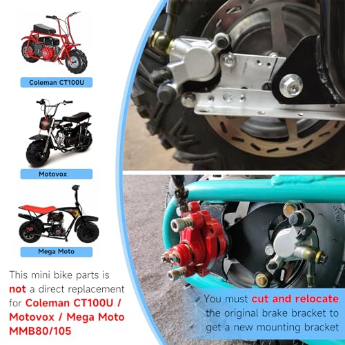 FVRITO Upgraded Mini Bike Hydraulic Disc Brake Kit for Baja DB30 Doodle Bug Blitz Dirt Bug Racer 97cc 79cc Predator 2.8hp Engine with 180mm Brake Disc Rotor Master Cylinder Caliper Pads Assembly Parts - Image 4