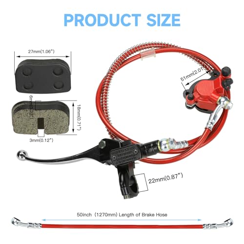 FVRITO Upgraded Mini Bike Hydraulic Disc Brake Kit for Baja DB30 Doodle Bug Blitz Dirt Bug Racer 97cc 79cc Predator 2.8hp Engine with 180mm Brake Disc Rotor Master Cylinder Caliper Pads Assembly Parts - Image 5