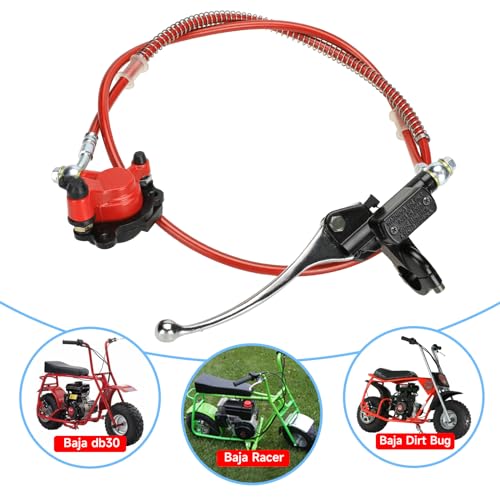 FVRITO Upgraded Mini Bike Hydraulic Disc Brake Kit for Baja DB30 Doodle Bug Blitz Dirt Bug Racer 97cc 79cc Predator 2.8hp Engine with 180mm Brake Disc Rotor Master Cylinder Caliper Pads Assembly Parts - Image 3