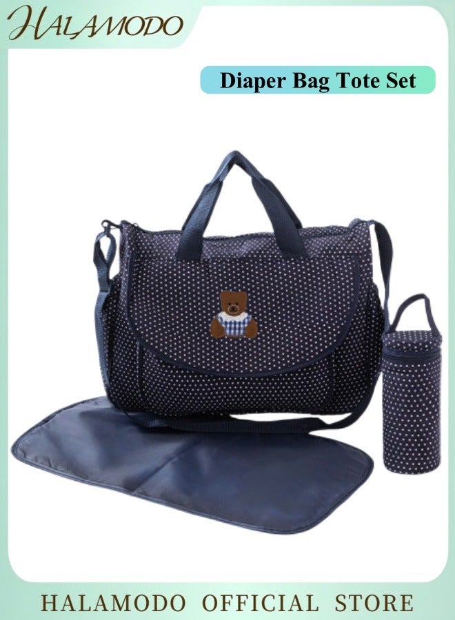 HALAMODO Diaper Bag Tote with Bottle Cover & Diaper Pad Multi-Function Mommy Tote Bag Large Capacity Baby Diaper Tote Bag Weekender Bag for Mom Travel - Image 1