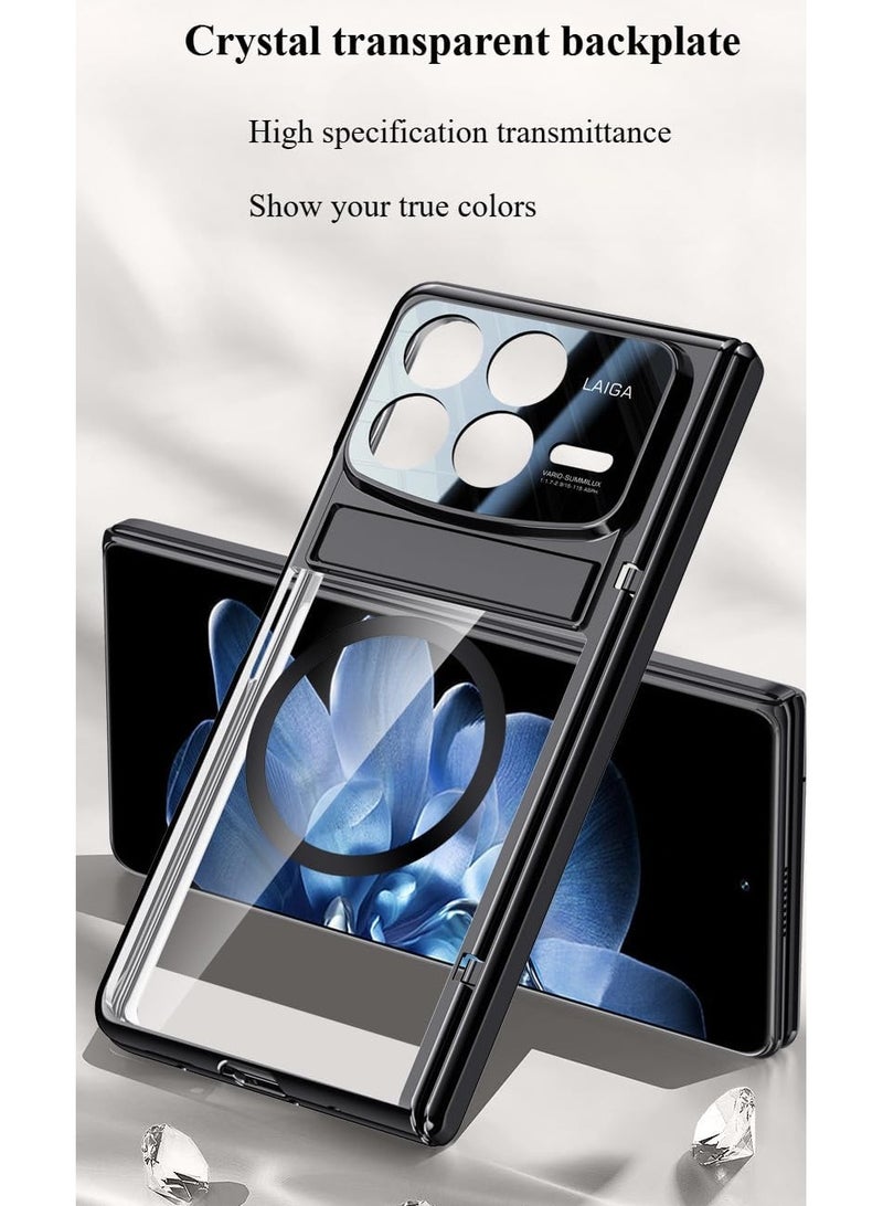 general Electroplated Transparent Phone Case Compatible with Xiaomi Mix Fold 4 5G Hidden Alloy Bracket Hinge Protective Shockproof Cover for Mi Mix Fold 4 - Image 5