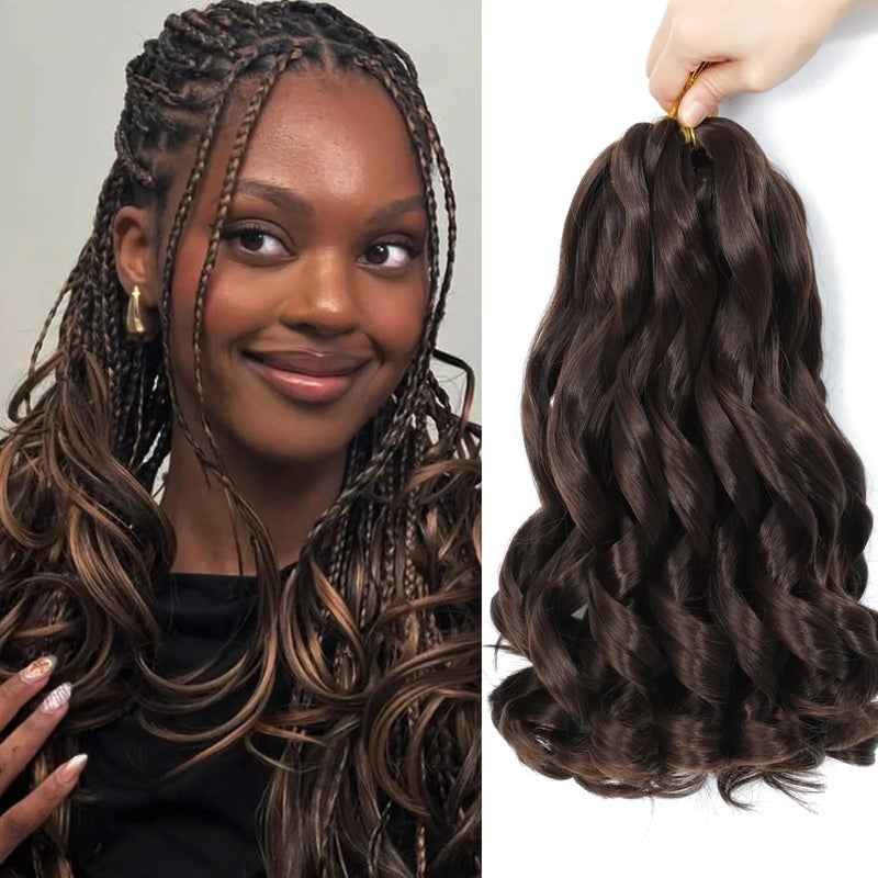 FALEMEI French Curl Braiding Hair 12 Inch 8 Packs Curly Braiding Hair Pre Stretched French Curls Braiding Extension Curl Crochet Braids Spiral Extensions (4#, 12 Inch (Pack of 8)) - Image 1