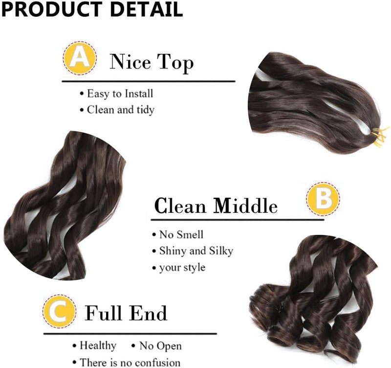 FALEMEI French Curl Braiding Hair 12 Inch 8 Packs Curly Braiding Hair Pre Stretched French Curls Braiding Extension Curl Crochet Braids Spiral Extensions (4#, 12 Inch (Pack of 8)) - Image 4