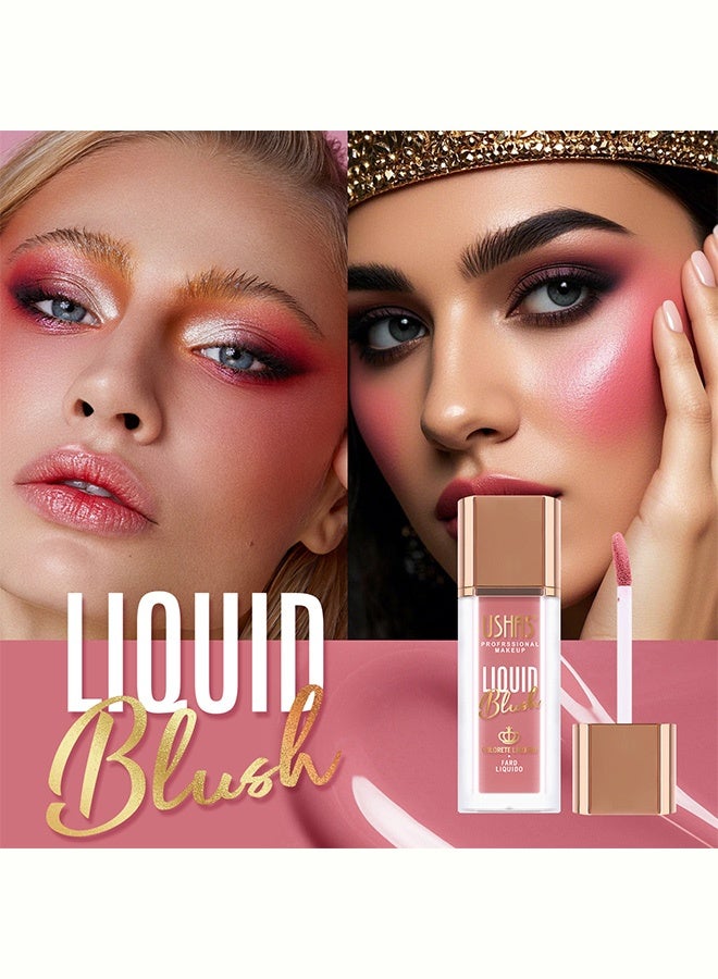يوشاس أحمر خدود سائل، صبغ عالي وثابت طويل الأمد للخدود، خفيف الوزن قابل للدمج، لمسة طبيعية حريرية، أحمر خدود متعدد الاستخدامات للخدود، الشفاه، العيون، مكياج احترافي #03 - Image 5