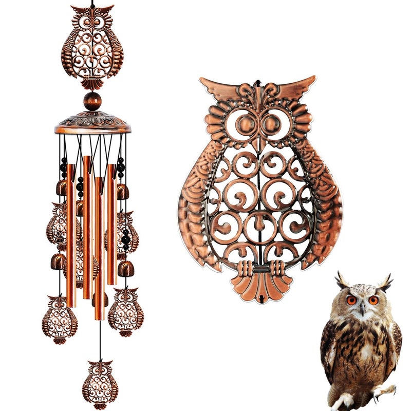 JUNQIU Owl Wind Chimes for Outside Owl Gifts for Women 35In Owls Decor Windchime Gifts for Women Mom