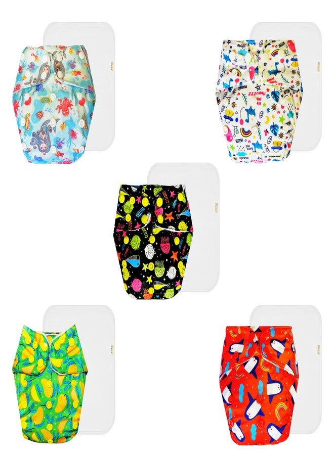 حفاضات دمبلدو القماشية الممتازة مع حشوة قطنية (عبوة من 5) | ملائمة تمامًا | مانعة للتسرب | سهلة التنظيف | مثالية لفصل الصيف الهندي | من 3 أشهر إلى 3 سنوات | للجنسين - Image 1
