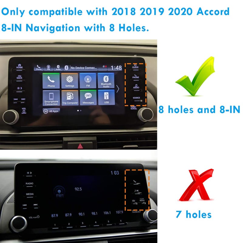 Moonlinks Compatible with Honda Accord 2018 2019 2020 2021 2022 Tempered Glass Screen Protector,High Definition 9H Hardness Tempered Glass 8-inch Screen Protector (Not fit for 7-Inch 7 Holes) - Image 3