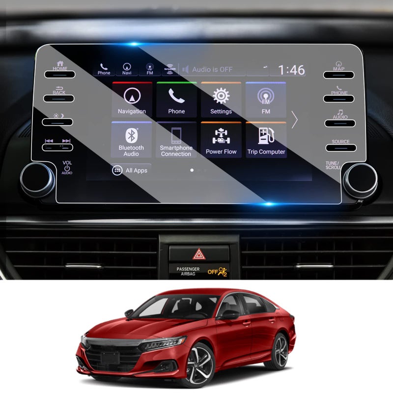 Moonlinks Compatible with Honda Accord 2018 2019 2020 2021 2022 Tempered Glass Screen Protector,High Definition 9H Hardness Tempered Glass 8-inch Screen Protector (Not fit for 7-Inch 7 Holes) - Image 1