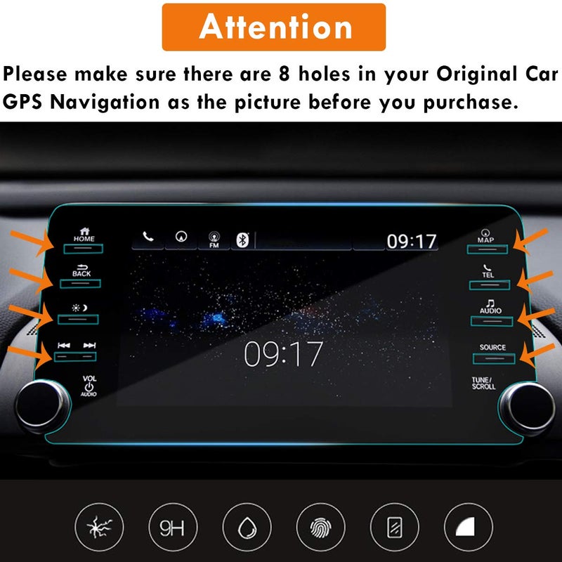 Moonlinks Compatible with Honda Accord 2018 2019 2020 2021 2022 Tempered Glass Screen Protector,High Definition 9H Hardness Tempered Glass 8-inch Screen Protector (Not fit for 7-Inch 7 Holes) - Image 2