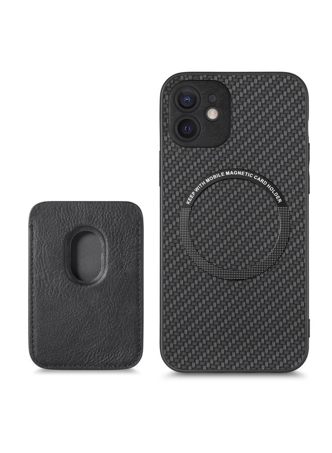 اس-توب جراب هاتف مغناطيسي من ألياف الكربون والجلد لهاتف iPhone 12 mini من Magsafe - Image 3