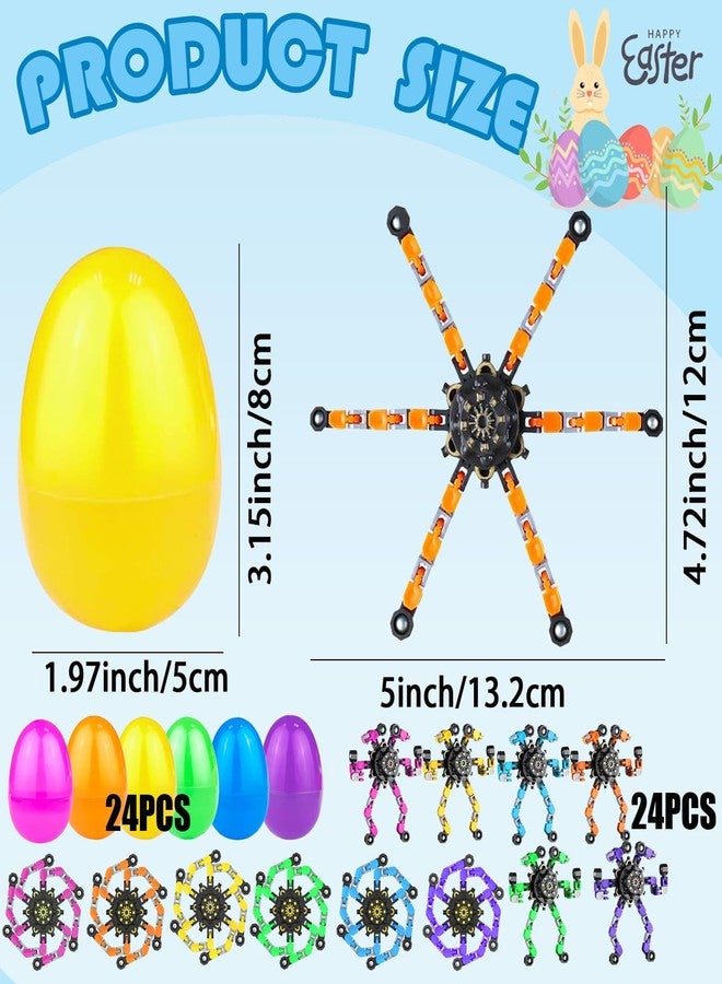 Bailiyake 24 Set Prefilled Easter Eggs with Fingertip Spinner Sensory Toys,Transformable Chain Robot Fidgets Spinners Toy,Easter Basket Stuffers Easter Egg and Party Favor Basket Stuffers Filler Classroom Prize - Image 2