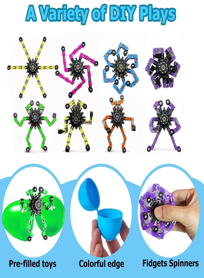 Bailiyake 24 Set Prefilled Easter Eggs with Fingertip Spinner Sensory Toys,Transformable Chain Robot Fidgets Spinners Toy,Easter Basket Stuffers Easter Egg and Party Favor Basket Stuffers Filler Classroom Prize - Image 3