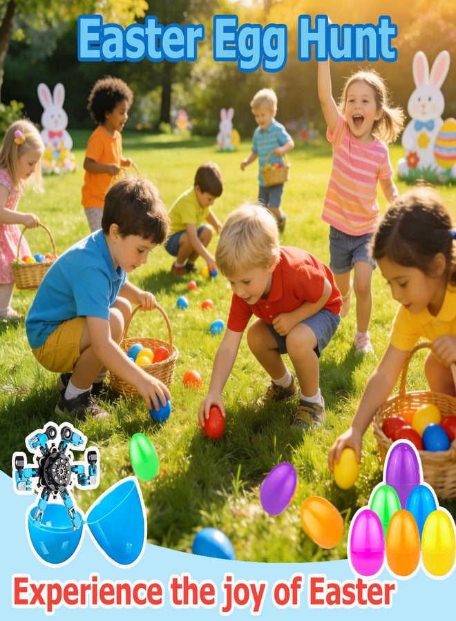 Bailiyake 24 Set Prefilled Easter Eggs with Fingertip Spinner Sensory Toys,Transformable Chain Robot Fidgets Spinners Toy,Easter Basket Stuffers Easter Egg and Party Favor Basket Stuffers Filler Classroom Prize - Image 4