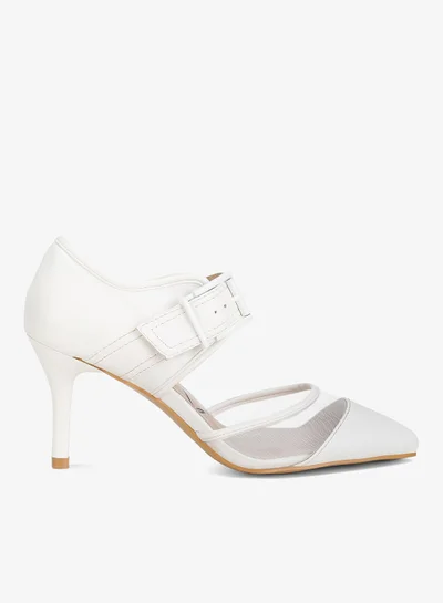London Rag Buckle Detail Pump Sandals in White