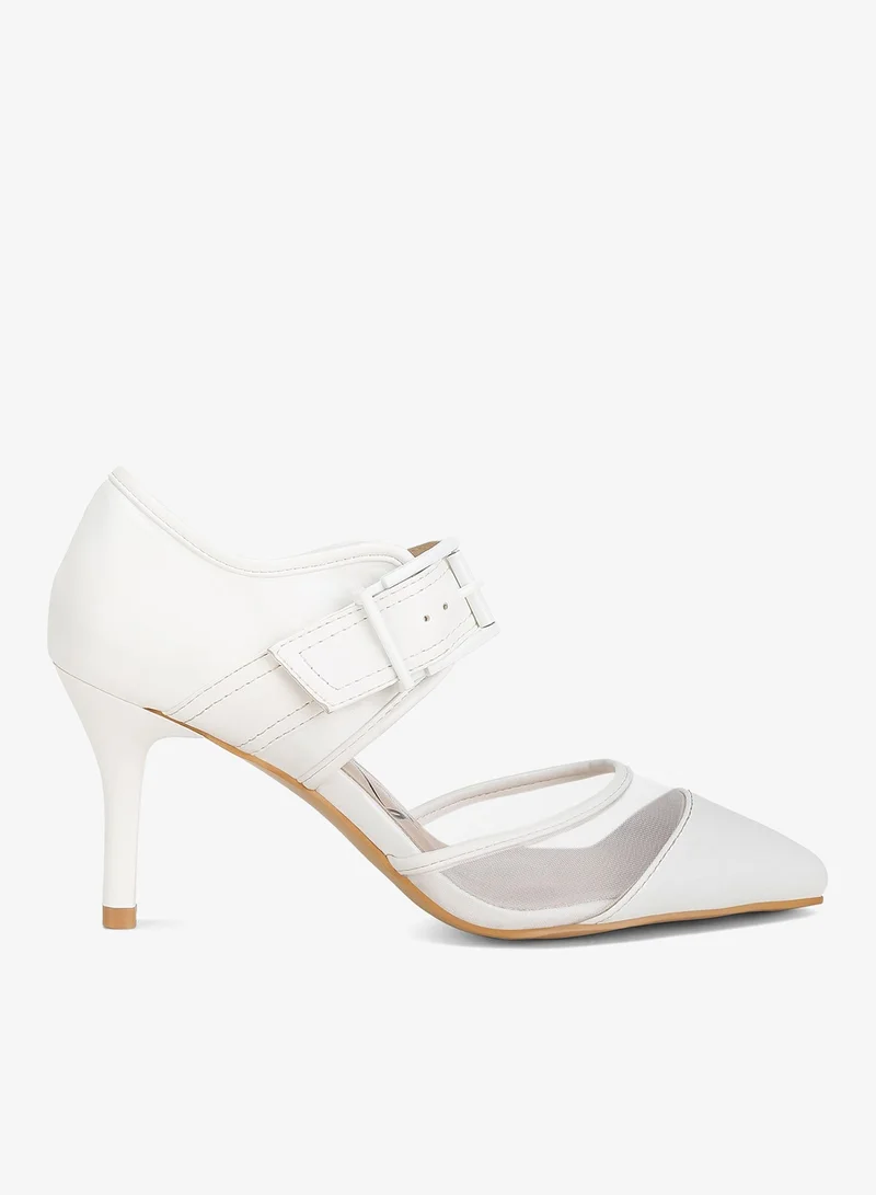 Buckle Detail Pump Sandals in White