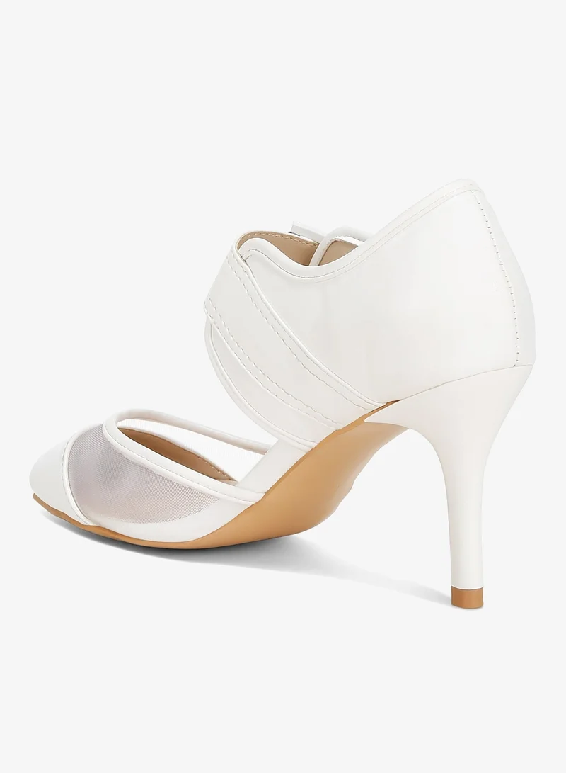 London Rag Buckle Detail Pump Sandals in White