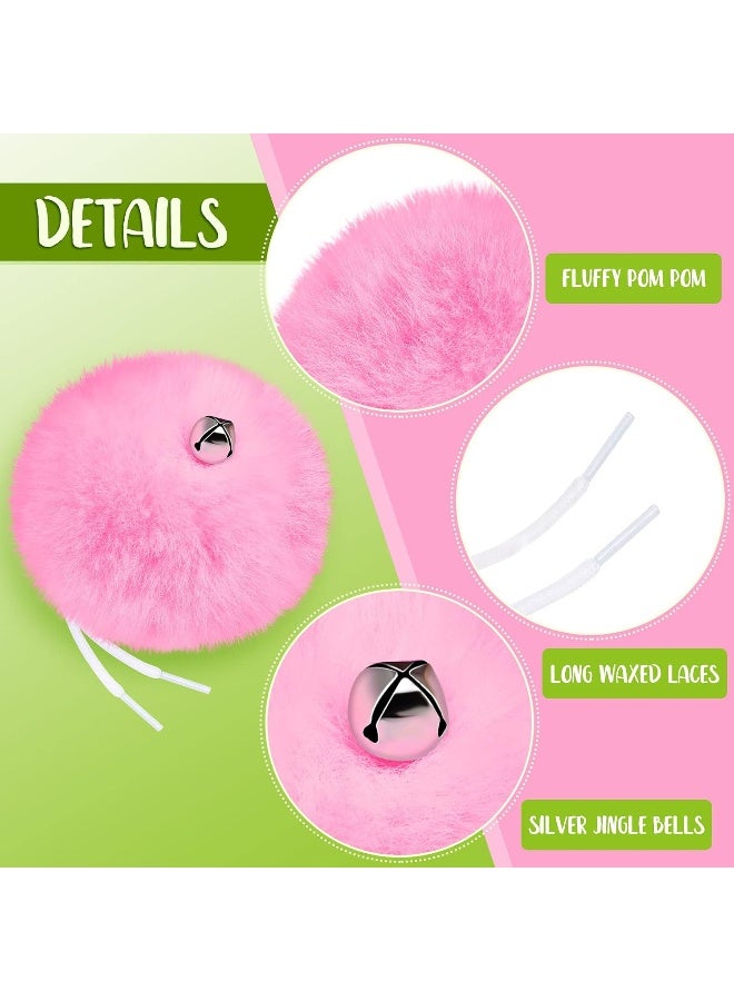 Sumind 2 Pieces Fluffy Tie-on Roller Skate Pom Poms with Jingle Bells Fuzzy Pom Poms for Quad Roller Skates Girls Woman Princess  - Image 5