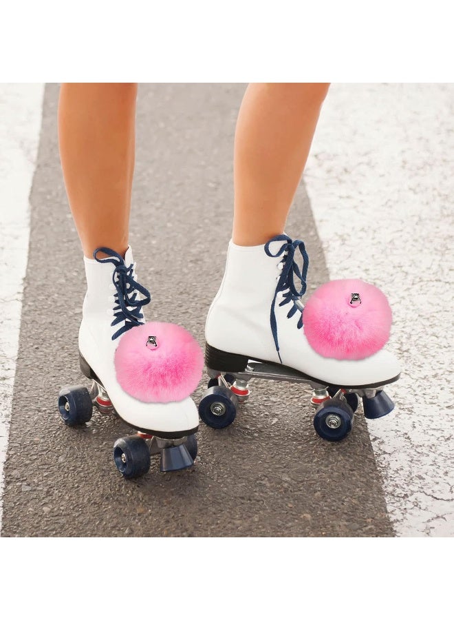 Sumind 2 Pieces Fluffy Tie-on Roller Skate Pom Poms with Jingle Bells Fuzzy Pom Poms for Quad Roller Skates Girls Woman Princess  - Image 3