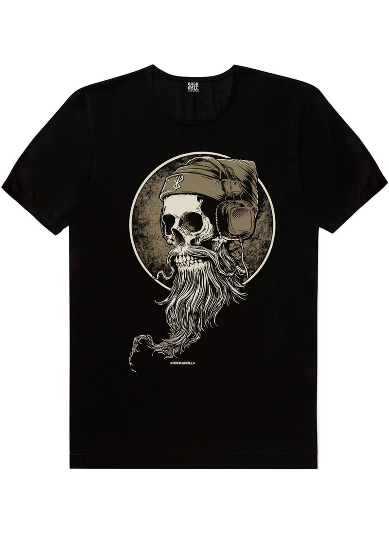 Rock&Roll Bearded Skull, Stripe Head Men's T-Shirt Eco Pack of 2