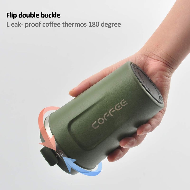 CS COSDDI 12 oz Stainless Steel Vacuum Insulated Tumbler  Coffee Travel Mug Spill Proof with Lid  Thermos Cup for Keep HotIce CoffeeTea and Beer Green - Image 4