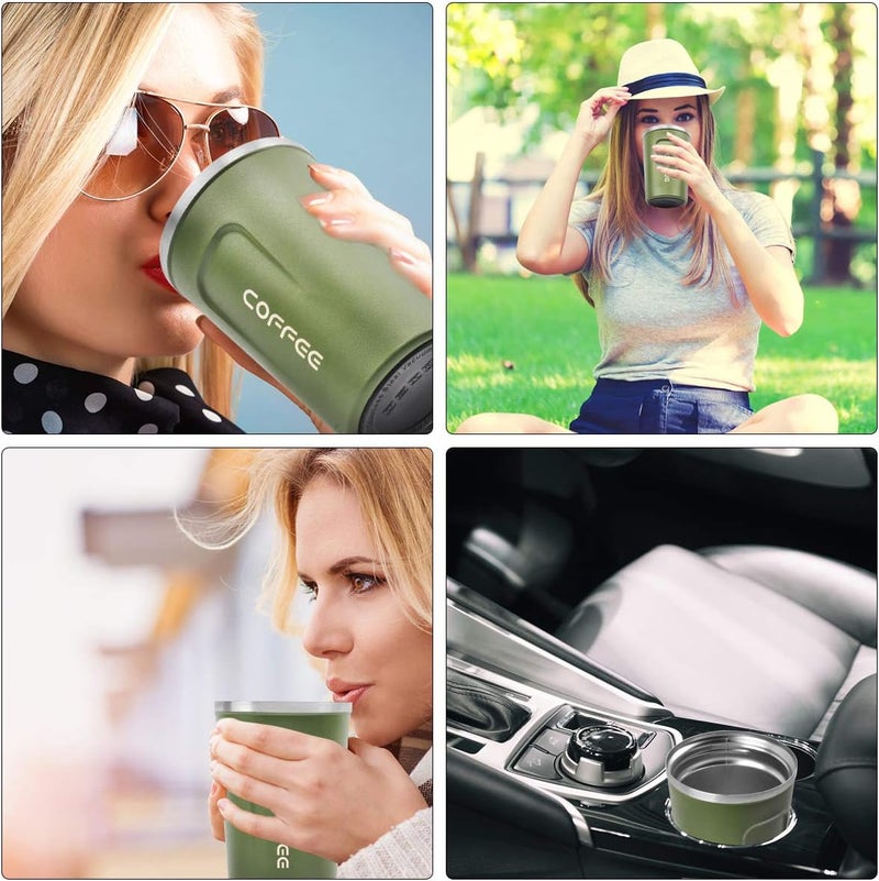 CS COSDDI 12 oz Stainless Steel Vacuum Insulated Tumbler  Coffee Travel Mug Spill Proof with Lid  Thermos Cup for Keep HotIce CoffeeTea and Beer Green - Image 5