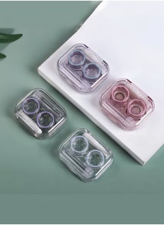 Generic 4 Piece Clear Contact Lens Case Flip Lid, Leakproof Contact Lens Case Holder, Cute Contact Lens Kit with Tweezer Removal Tool Solution Bottle, Suitable for Travel and Home Use, 4 Colors  - Image 2