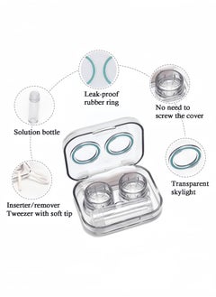 Generic 4 Piece Clear Contact Lens Case Flip Lid, Leakproof Contact Lens Case Holder, Cute Contact Lens Kit with Tweezer Removal Tool Solution Bottle, Suitable for Travel and Home Use, 4 Colors  - Image 4