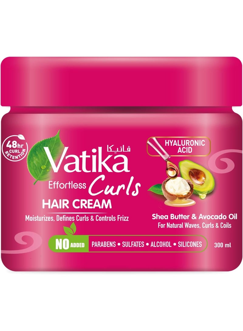 كريم شعر طبيعي مموج 300 مل | مع زبدة الشيا، زيت الأفوكادو وحمض الهيالورونيك | احتفاظ بالموجات لمدة 48 ساعة | يرطب، يحدد ويضبط التجاعيد للموجات الطبيعية، التجاعيد واللفائف