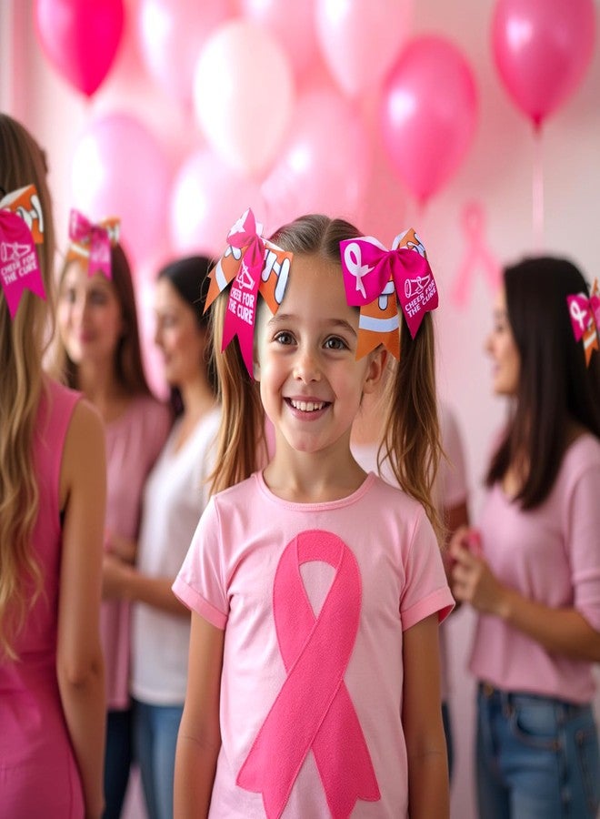 ANTING 7 Inch Cheer for The Cure Breast Cancer Awareness Football Pink Ribbon Hair Bow Ponytail Holder Elastic Cheerleader Hair Band Hair Accessories for for Teens Women (C) - Image 5