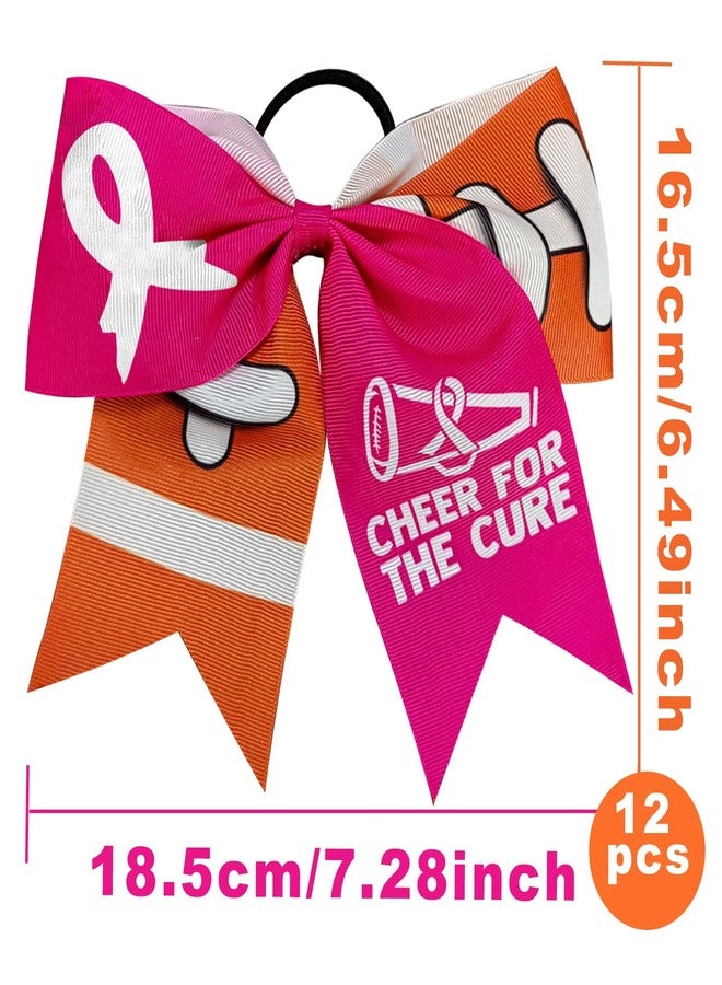 ANTING 7 Inch Cheer for The Cure Breast Cancer Awareness Football Pink Ribbon Hair Bow Ponytail Holder Elastic Cheerleader Hair Band Hair Accessories for for Teens Women (C) - Image 2