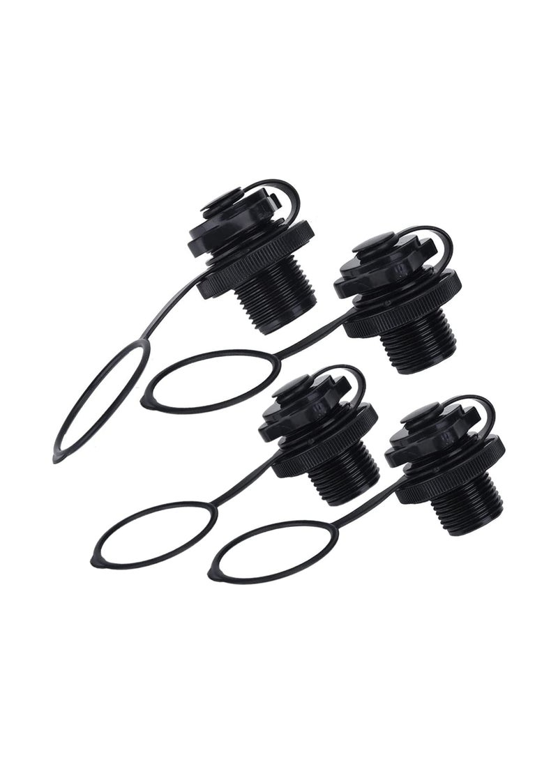 KASTWAVE SYOSI Air Valve Replacement, 4Pcs Kayak Raft Plug Replacement, Inflatable Boat Spiral Air Plug Boston Valve, for Kayak Rubber Dinghy Pool Boat Airbeds, Black  - Image 1
