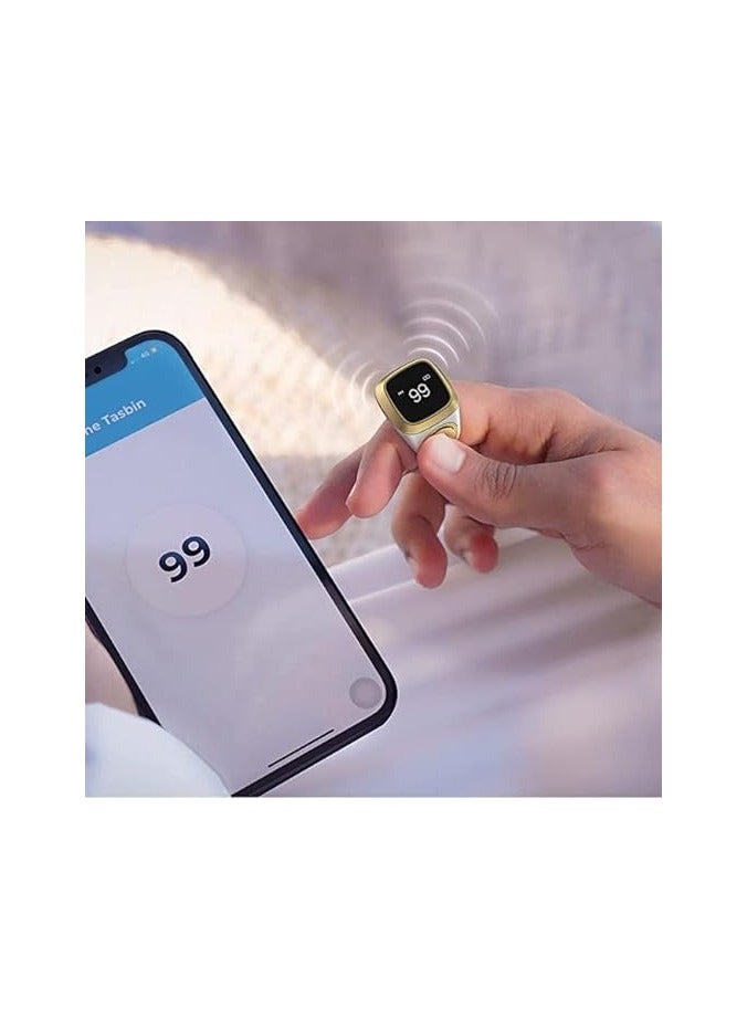 ريبنيو خاتم تسبيح ذكر لايت الذكية، صلاة المسلمين، تذكير توقيت الصلاة، شاشة OLED عداد التسبيح، حلقة ذكية، مقاومة للماء - أبيض 22 مم. - Image 5