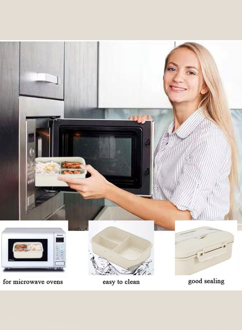 Oasisgalore Leakproof Lunch Box Bento with Wheat Straw, Microwave & Dishwasher Safe, for Kids & Adults.  - Image 3