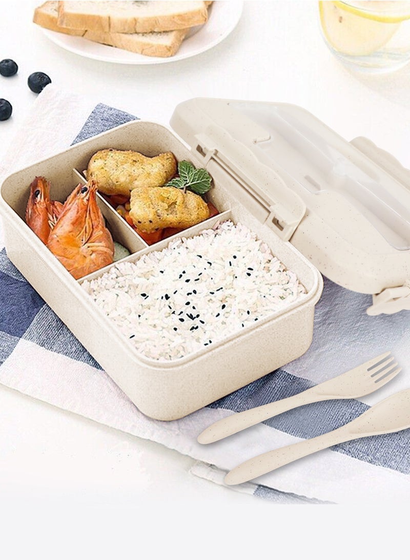 Oasisgalore Leakproof Lunch Box Bento with Wheat Straw, Microwave & Dishwasher Safe, for Kids & Adults.  - Image 1
