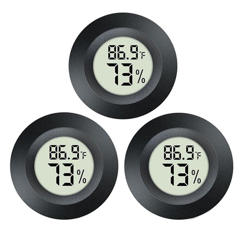 JEDEW 3 Pack Mini Hygrometer Thermometer Digital Humidity Meter Indoor/Outdoor Humidity Monitor Reptile Thermometer for Humidors Garden Cellar Greenhouse ℉/ ℃ (3) - Image 1