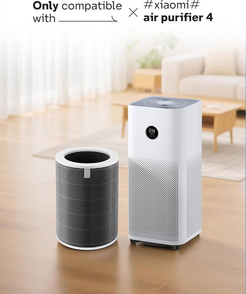 Leemone Replacement Filter Compatible with Xiaomi 4 Smart Air Purifier, with H13 True HEPA and Activated Carbon, 3-Stage Filtration Capture 99.97% of Airborne Particles, 1 Pack, Grey - Image 2