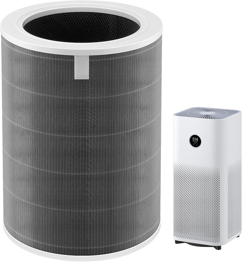 Leemone Replacement Filter Compatible with Xiaomi 4 Smart Air Purifier, with H13 True HEPA and Activated Carbon, 3-Stage Filtration Capture 99.97% of Airborne Particles, 1 Pack, Grey - Image 1