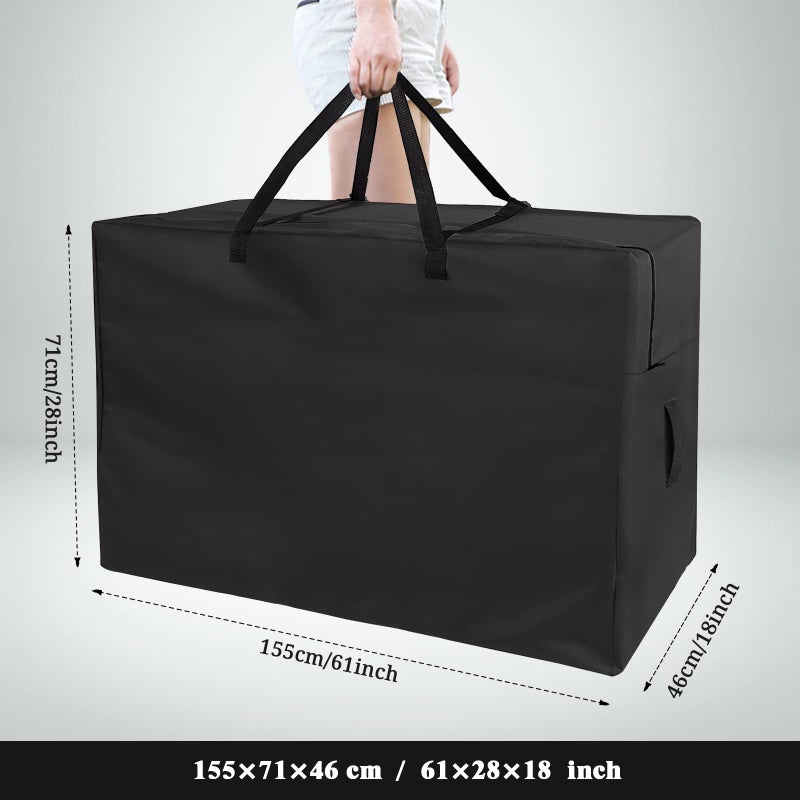 Andacar Folding Mattress Storage Bag, 63 inch Carry Case Fits for Tri-Fold Up to 6 inch Mattress Waterproof Cushion Storage Bag - 61x28x18inch - Image 3