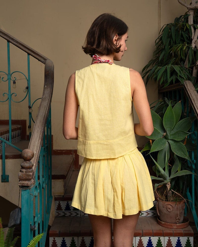 In Your Shoe Mustard Yellow Linen Skirt - Image 3