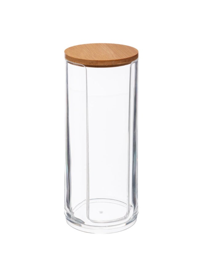 Five Simply Smart Selena Cylindrical Cotton Pad Dispenser Clear and Brown 17.6 x 7 x 7 cm 161082 - Image 1