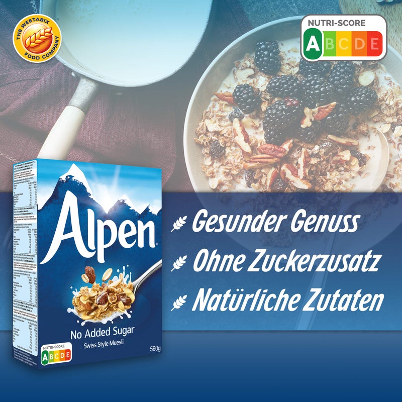 Alpen حبوب الإفطار ألبن بدون سكر مضاف، 550 جرام، قد يختلف التعبئة - Image 2