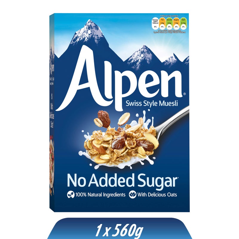 Alpen حبوب الإفطار ألبن بدون سكر مضاف، 550 جرام، قد يختلف التعبئة - Image 3