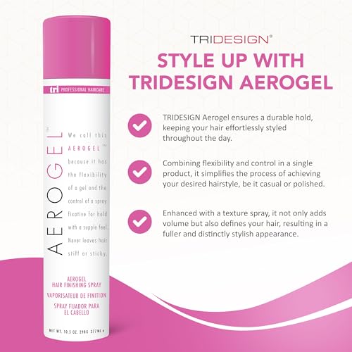 TRIDESIGN Aerogel Hairspray - Strong Hold Hair Finishing Spray for Volumizing & Control, Flexible Styling for All Hair Types, Non-Sticky and Scented - For Women and Men - Pack of 1 (10.5 Oz) - Image 2