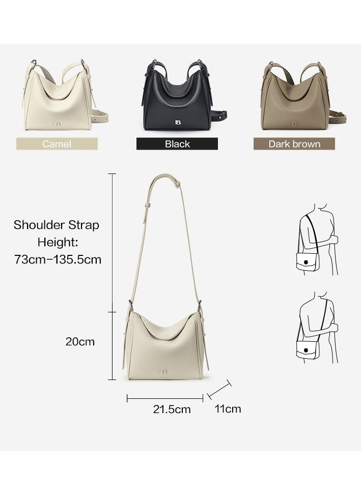 Bostanten BOSTANTEN ALENA Women’s Hobo Shoulder Bag – Elegant Beige White Handbag for Ladies  - Image 3