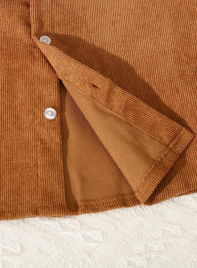 تايك تو جاكيت بني طويل الأكمام مزود بأزرار