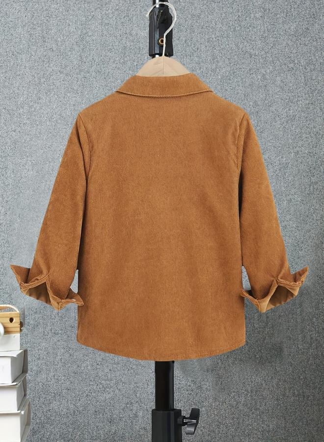 Take Two Brown Button-Up Long Sleeve Jacket - Image 3